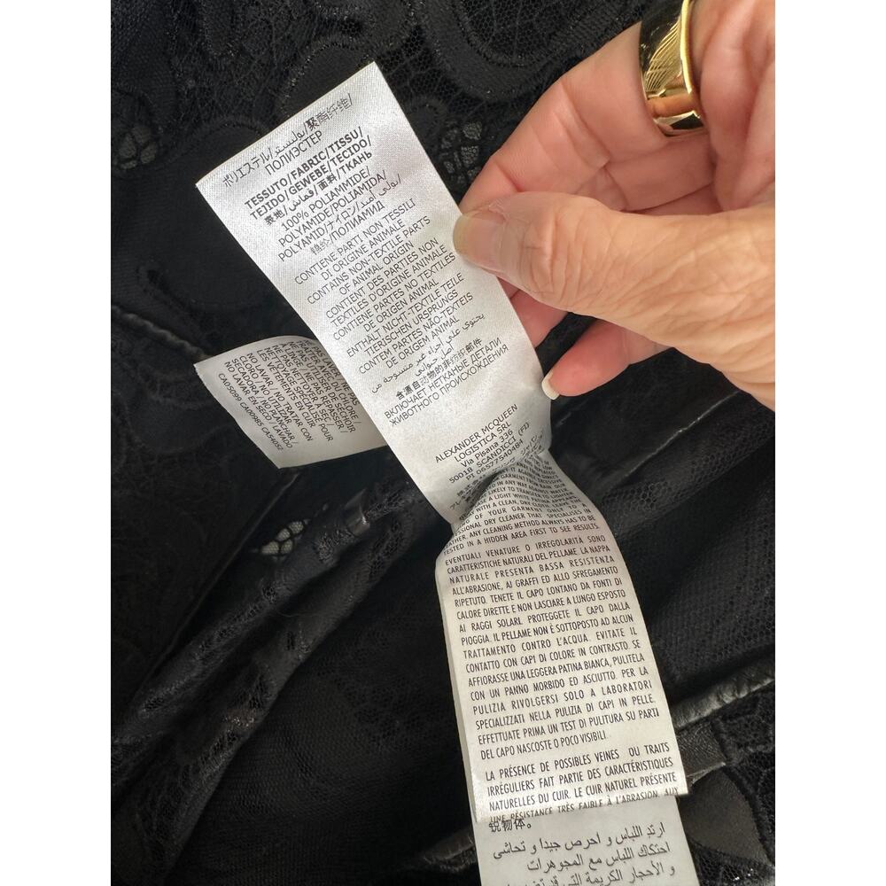 Alexander McQueen Black Leather Lace Belted Trench Coat Made in Italy 14 - Picture 11 of 16